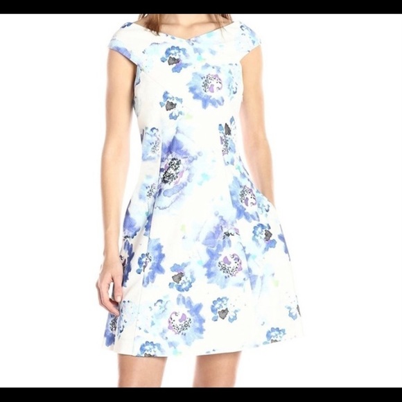 RACHEL Roy Off The Shoulder Watercolor Floral A-Line Mini Dress Size 6 - Picture 1 of 13